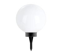Eglo LED Solar Bola Puglia, lámpara de jardín con pincho, artefacto exterior, unidad de luz de jardín de plástico negra y blanca, punto de luz cálida, IP44, Ø 25 cm