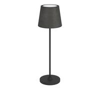 Eglo Leonero Lámpara de mesa inalámbrica con batería, color negro, de metal con pantalla plegable textil, regulable al tacto, recargable por USB, blanco cálido y blanco neutro