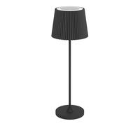 Eglo Leonero Lámpara de mesa inalámbrica con batería, color negro, de metal con pantalla plegable textil, regulable al tacto, recargable por USB, blanco cálido y blanco neutro
