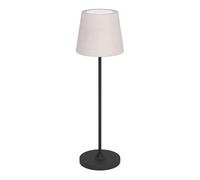 Eglo Leonero Lámpara de mesa inalámbrica con batería, color negro y beis, de metal con pantalla plegable textil, regulable al tacto, recargable por USB, blanco cálido y blanco neutro
