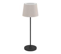 Eglo Leonero Lámpara de mesa inalámbrica con batería, color negro y beis, de metal con pantalla plegable textil, regulable al tacto, recargable por USB, blanco cálido y blanco neutro