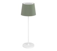 EGLO Leonero Lámpara de mesa inalámbrica con batería, color verde y blanco, de metal con pantalla plegable textil, regulable al tacto, recargable por USB, cálido y neutro