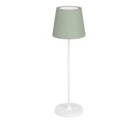 EGLO Leonero Lámpara de mesa inalámbrica con batería, color verde y blanco, de metal con pantalla plegable textil, regulable al tacto, recargable por USB, cálido y neutro