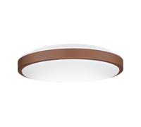 Eglo Lezuza Lámpara de techo LED plana y redonda, para dormitorio, con montaje en superficie, fabricada en acero y plástico de color blanco y marrón, con luz blanca cálida y un diámetro de 32,5 cm