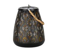 Eglo linterna solar exterior Z_Solar, lámpara para jardín y balcón, artefacto de mesa, unidad de luz de metal y plástico negro-dorado, punto de luz cálida