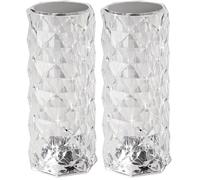 Eglo Lucignano Lámpara de mesa LED, inalámbrica, para interiores, lámpara de cristal con cambio de color RGB, plástico transparente, función táctil, recargable por USB (Paquete de 2)