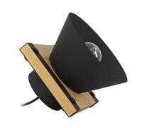 EGLO Maccles Lámpara decorativa para mesa y mesita de noche, adecuada | para colocar en el salón y el dormitorio, fabricada en metal de color negro y madera FSC100HB, y con portalámparas E27