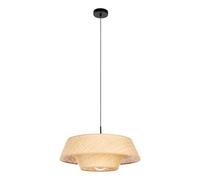 Eglo Marford Lámpara colgante sobre mesa de comedor, lámpara de comedor bohemia japonesa, pantalla de rafia natural, casquillo E27, diámetro de 50 cm