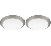 Eglo Mars 1 Plafón de techo de 1 foco, lámpara de pared y de techo de acero y cristal blanco satinado con borde plateado, casquillo E27 (Paquete de 2)