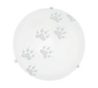 Eglo Mars lámpara de techo, 1 luz de pared, lámpara de techo de acero, color: blanco, vidrio: blanco satinado motivo pata, enchufe: E27