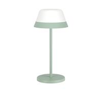 EGLO Meggiano Lámpara de mesa led para exteriores, lámpara de camping regulable, sin cable con pantalla colgante, USB, plástico en verde y blanco, blanco cálido, RGB, IP54