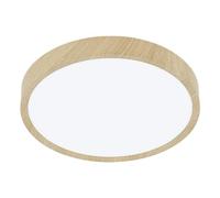 EGLO Musurita Lámpara de techo led para exteriores, lámpara exterior para pared y techo, metal con aspecto de madera, blanco cálido, IP44, diámetro de 34 cm