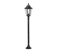 Eglo Navedo Lámpara de pie para exterior de 1 foco, lámpara de aluminio fundido y cristal, negro con pátina plateada, casquillo E27, 120 cm, IP44