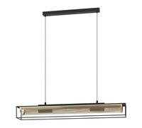 EGLO Nohales Lámpara colgante con 4 llamas, adecuada para colocar encima de la mesa del comedor, fabricada en metal de color negro y latón, con un diseño alargado de celosía, portalámparas E27, 112 cm