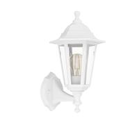 Eglo Olgiata-E Lámpara de pared exterior, de estilo retro, fabricada en plástico de color blanco y transparente, con casquillo E27 y protección contra salpicaduras IP44