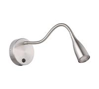 Eglo Olivandino 1 Lámpara LED de pared, diseño cuello cisne, lectura, montaje en cama con interruptor, carga USB, para dormitorio, metal plateado, blanco cálido
