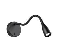 Eglo Olivandino Lámpara LED de pared, diseño cuello cisne, lectura, montaje en cama con interruptor, para dormitorio, metal y plástico negro, blanco cálido