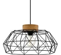 EGLO Padstow Lámpara colgante de 1 foco, estilo vintage, industrial, retro. Lámpara colgante de acero y madera en negro, natural, para mesa de comedor, salón, con casquillo E27