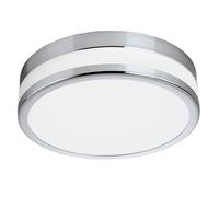 EGLO Palermo Lámpara de techo LED con 1 foco, para baño, fabricada en acero y vidrio satinado y lacado en color blanco y cromado, con un diámetro de 22,5 cm y protección contra salpicaduras IP44