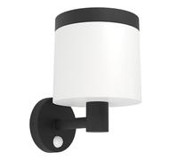 EGLO Pantete Lámpara de pared led para uso exterior, lámpara solar de exterior con sensor de movimiento, lámpara solar de exterior de plástico negro y blanco, iluminación exterior IP44