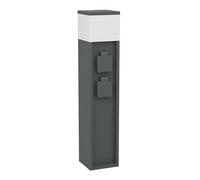 Eglo Park 5 Columna de tomas de corriente exterior con luz, toma de distribución para cable subterráneo, distribuidor de corriente exterior con 2 tomas, aluminio en antracita, IP54