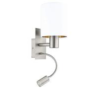 Eglo pasteri E27 2.4 W Níquel, White - Wall lighting (Surfaced, Bathroom, níquel, White, Fabric, Steel, Cylinder, rectangular)