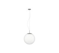 Eglo Piedale Pro Lámpara colgante con bola de cristal, ideal para colocar sobre la mesa del comedor, metal de color plateado y vidrio blanco satinado, casquillo E27 y un diámetro de 43 cm