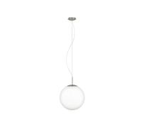 Eglo Piedale Pro Lámpara colgante con bola de cristal, ideal para colocar sobre la mesa del comedor, metal de color plateado y vidrio blanco satinado, casquillo E27 y un diámetro de 35 cm