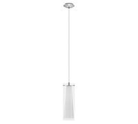 EGLO Pinto lámpara colgante de 1 foco, lámpara de comedor de metal cromado y cristal transparente y blanco, casquillo E27