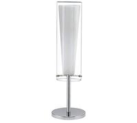 Eglo PINTO Lámpara de mesa, Vidrio, Acero, Cromo, Transparente, Color blanco