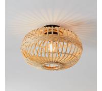 Eglo lámpara de techo Amsfield, luminaria colgante vintage, nature, boho, hygge, iluminador para sala de acero en color negro, madera en colores naturales, E27, Ø 45 cm