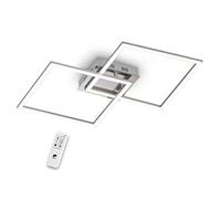 Eglo plafón de techo LED Palmaves 2, lámpara de aluminio con 2 bombillas, acero, plástico, cepillado, con mando a distancia, color de la luz blanco cálido, blanco frío, luz nocturna, regulable