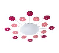 Eglo Plafón Viki 1, aplique de pared y plafón para habitación infantil con 1 bombilla, de acero, color rosa, vidrio blanco satinado, casquillo E27