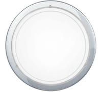 Eglo Plafón PLANET 1, aplique de pared con 1 bombilla, plafón de acero, color cromo, vidrio pintado de color blanco, casquillo E27