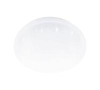 Eglo Pogliola-E Lámpara de techo LED plana, con efecto de vidrio, para pasillo y dormitorio, fabricada en metal y plástico de color blanco, con luz blanca cálida y un diámetro de 22 cm