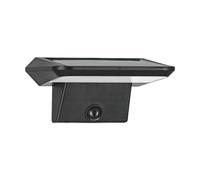 EGLO Porrassa Lámpara de pared led para exteriores, lámpara solar para uso exterior con sensor de movimiento y sensor crepuscular, lámpara solar de exterior de plástico negro, IP44