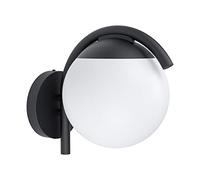 Eglo Prata Vecchia, Lámpara de pared para exteriores, 1 foco, moderna, minimalista, lámpara de pared de acero galvanizado en negro y plástico en blanco, lámpara exterior con casquillo E27, IP44