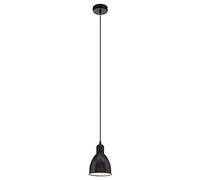 Eglo Lámpara de techo Priddy, lámpara de mesa vintage de diseño industrial de un foco, lámpara colgante retro de acero, color negro, blanco, portalámparas E27