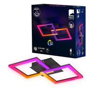 Eglo RGBIC Lámpara de techo led con diseño geométrico y efectos de luz, decoración para salón de juegos y fiestas, iluminación de techo con mando a distancia, blanco cálido y RGB, metal negro