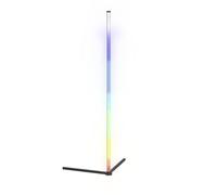 Eglo RGBIC Lámpara led de pie para esquina, con efectos de luz, decoración para salón de juegos y fiestas, lámpara de pie para sala de estar con control remoto, luz cálida y RGB, metal negro