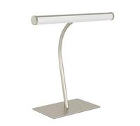 Eglo Riccione Lámpara LED de mesa y escritorio con brazo flexible, regulable al tacto, para mesita de noche, fabricada en metal de color plateado y con luz blanca cálida y fría
