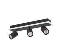 Eglo Rimbocchi 1 Lámpara de techo LED rectangular con 3 focos, barra orientable, foco de techo de metal en negro y plástico en blanco, blanco cálido, L 46 cm