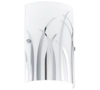 EGLO Rivato - Lámpara de pared para interior, de acero en color blanco, cromo, cristal con decoración en blanco, casquillo E14