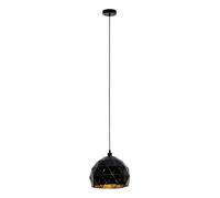 Eglo Roccaforte Lámpara colgante de 1 foco, lámpara colgante de metal en negro y dorado, casquillo E27, diámetro de 30 cm