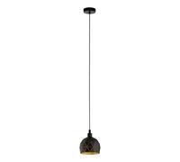 Eglo Roccaforte Lámpara colgante de 1 foco, lámpara de metal negro, dorado, lámpara colgante de comedor y salón con casquillo E14, diámetro de 17 cm