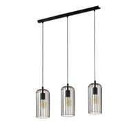 Eglo Roccamena Lámpara colgante vintage de 3 focos, lámpara colgante retro de metal en negro y cobre, casquillo: E27