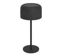 Eglo Roccanova Lámpara solar de mesa para exteriores, regulable en 3 niveles, para balcón y jardín, acero en negro, blanco cálido, IP44