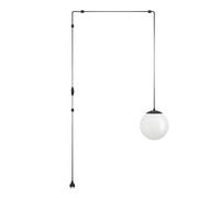 Eglo Rondo 3 Lámpara colgante, portalámpara con cable y enchufe, adecuada para colocar encima de la mesa del comedor, fabricada en metal negro y cristal blanco, con casquillo tipo E27