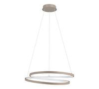 Eglo Ruotale Lámpara colgante led, ideal para colocar encima de la mesa del comedor, lámpara curvada, lámpara colgante en forma de aro de metal en color arena, blanco cálido, diámetro de 55 cm