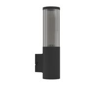 EGLO Salle Lámpara exterior, lámpara de pared para exteriores, iluminación de pared exterior de aluminio negro y plástico, lámpara exterior con casquillo E27, IP54